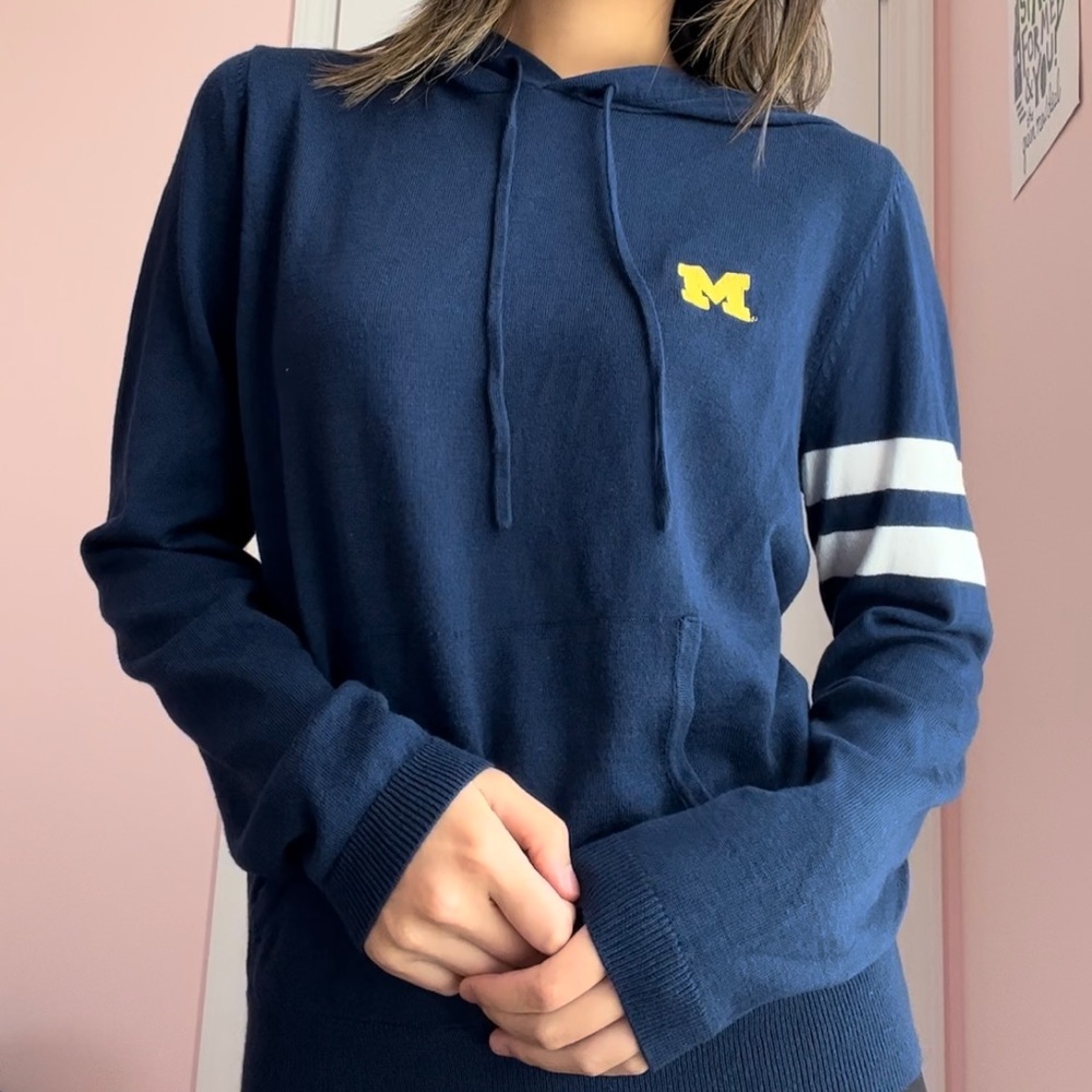 Campus Specialties University of Michigan Blue Knit Baseball Hoodie Sweatshirt